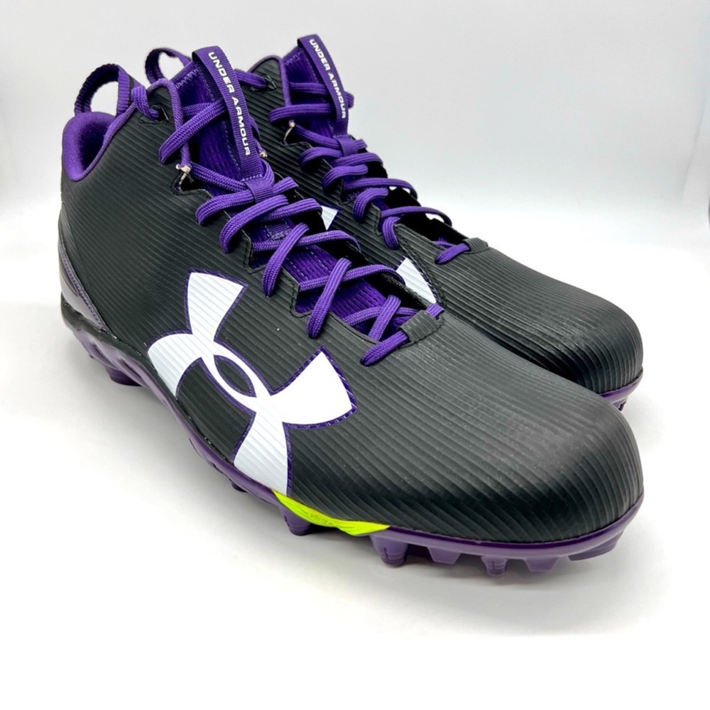 Under Armour Football Cleats Spine Fierce Mid Black Purple Men’s 18E Lightweight